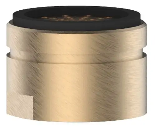 Bronzene Strahlregler-Patrone mit schwarzem Kunststoffrand, geeignet für Keuco-Armaturen, zeigt eine kompakte Form mit strukturiertem Kopf.